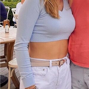 John Galt light blue V neck CROPPED sweater Brandy Melville. Only wore once